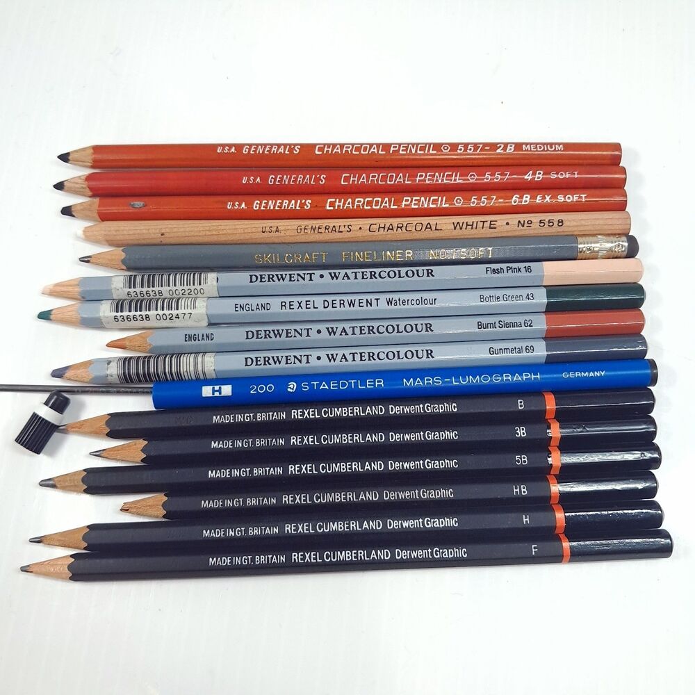Pencils set 16 Rexel Cumberland Derwent Graphic watercolour General's Charcoal
